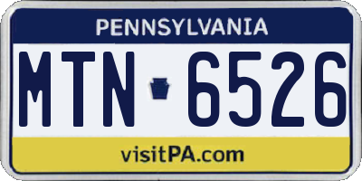 PA license plate MTN6526