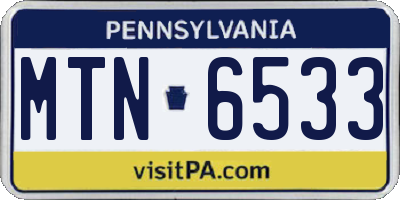 PA license plate MTN6533