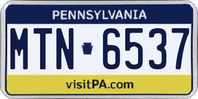 PA license plate MTN6537