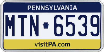 PA license plate MTN6539