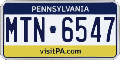 PA license plate MTN6547