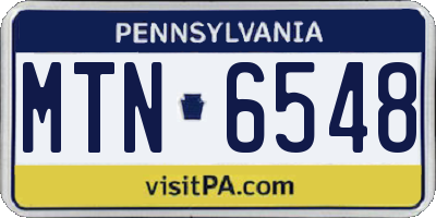 PA license plate MTN6548