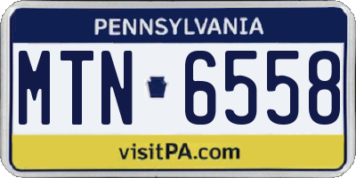 PA license plate MTN6558