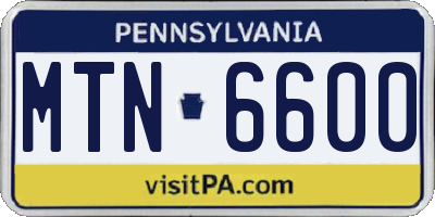 PA license plate MTN6600