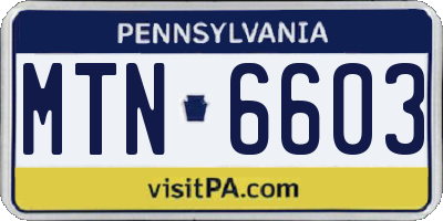PA license plate MTN6603