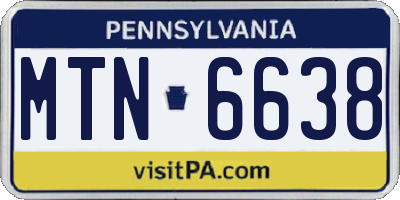 PA license plate MTN6638
