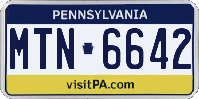 PA license plate MTN6642