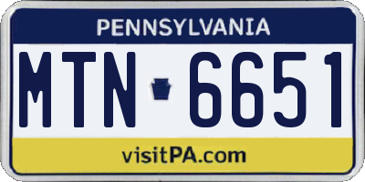 PA license plate MTN6651