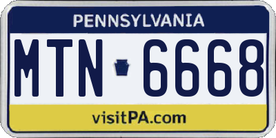 PA license plate MTN6668
