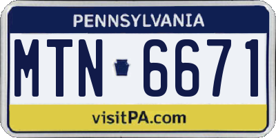 PA license plate MTN6671
