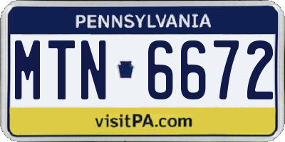 PA license plate MTN6672