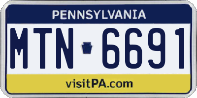 PA license plate MTN6691
