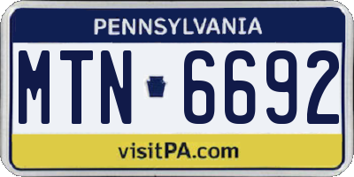 PA license plate MTN6692