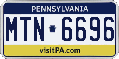 PA license plate MTN6696