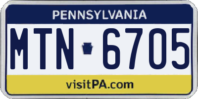 PA license plate MTN6705