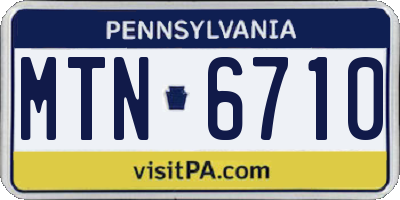 PA license plate MTN6710