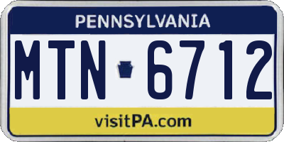 PA license plate MTN6712