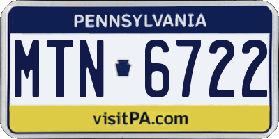 PA license plate MTN6722