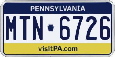 PA license plate MTN6726