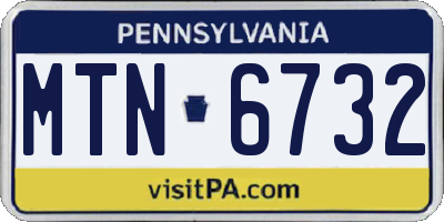 PA license plate MTN6732
