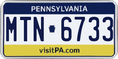PA license plate MTN6733