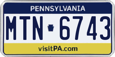 PA license plate MTN6743