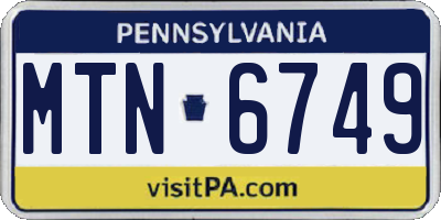 PA license plate MTN6749