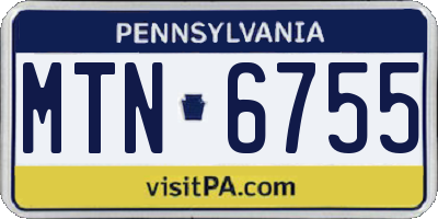 PA license plate MTN6755