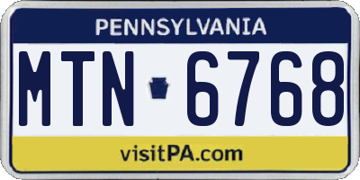 PA license plate MTN6768