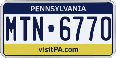 PA license plate MTN6770
