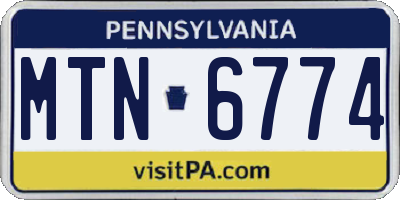 PA license plate MTN6774