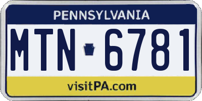 PA license plate MTN6781
