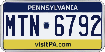 PA license plate MTN6792