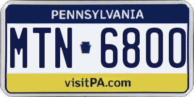 PA license plate MTN6800