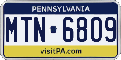 PA license plate MTN6809