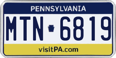PA license plate MTN6819