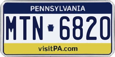 PA license plate MTN6820