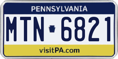 PA license plate MTN6821