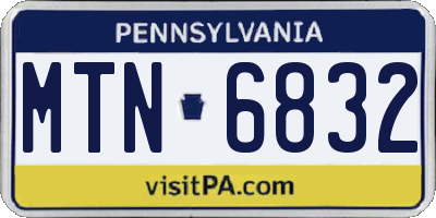 PA license plate MTN6832