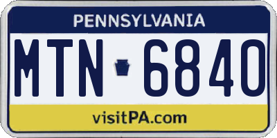 PA license plate MTN6840