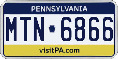 PA license plate MTN6866