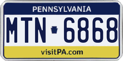PA license plate MTN6868