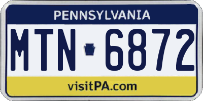 PA license plate MTN6872