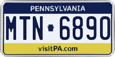 PA license plate MTN6890