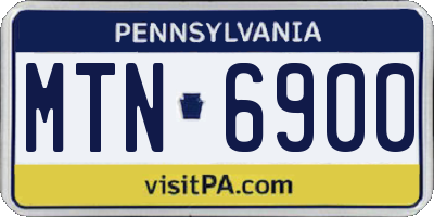 PA license plate MTN6900