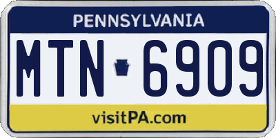 PA license plate MTN6909