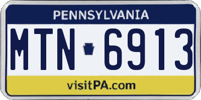 PA license plate MTN6913