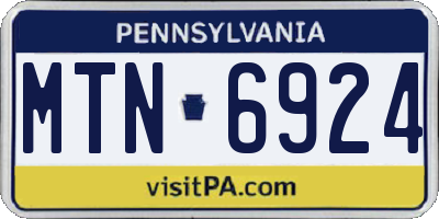 PA license plate MTN6924