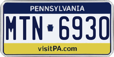 PA license plate MTN6930