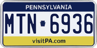 PA license plate MTN6936